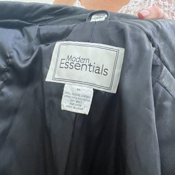 Vintage 90s/Y2K Black 100% Leather Button Up Blazer Jacket - Picture 4 of 4